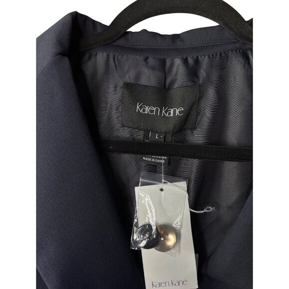 Karen Kane Fitted Blazer in Navy with Decorative Crest Buttons – Size L - Picture 9 of 13